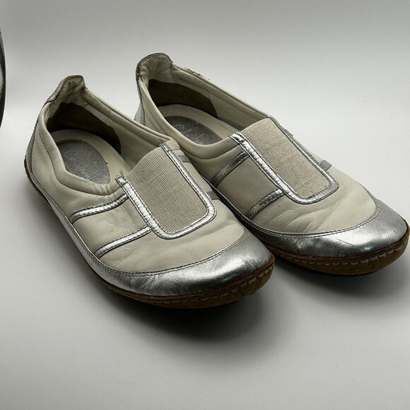 Cole Haan G Series Women’s 6.5 Off White Silver Leather Driving Flats - Picture 1 of 7